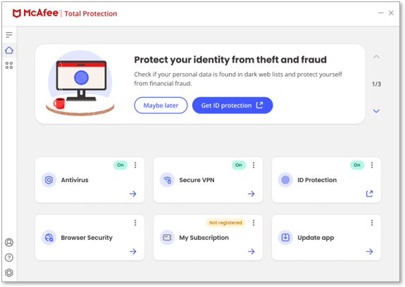 PC Matic vs McAfee: Mcafee interface