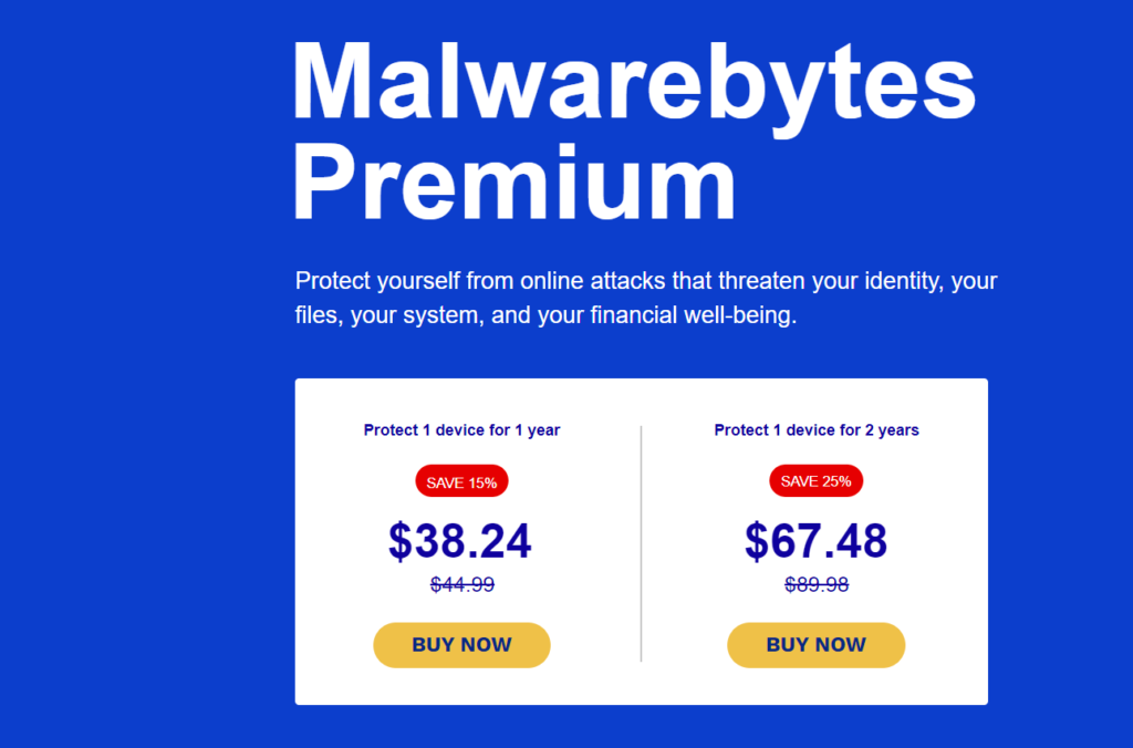 Malwarebytes VS Bitdefender: Malwarebytes  Pricing